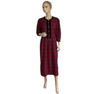 Vintage Miss Derby Women's Red Check Tartan Midi Dress 12